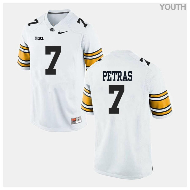 Youth Iowa Hawkeyes NCAA #7 Spencer Petras White Authentic Nike Alumni Stitched College Football Jersey PQ34S71IV